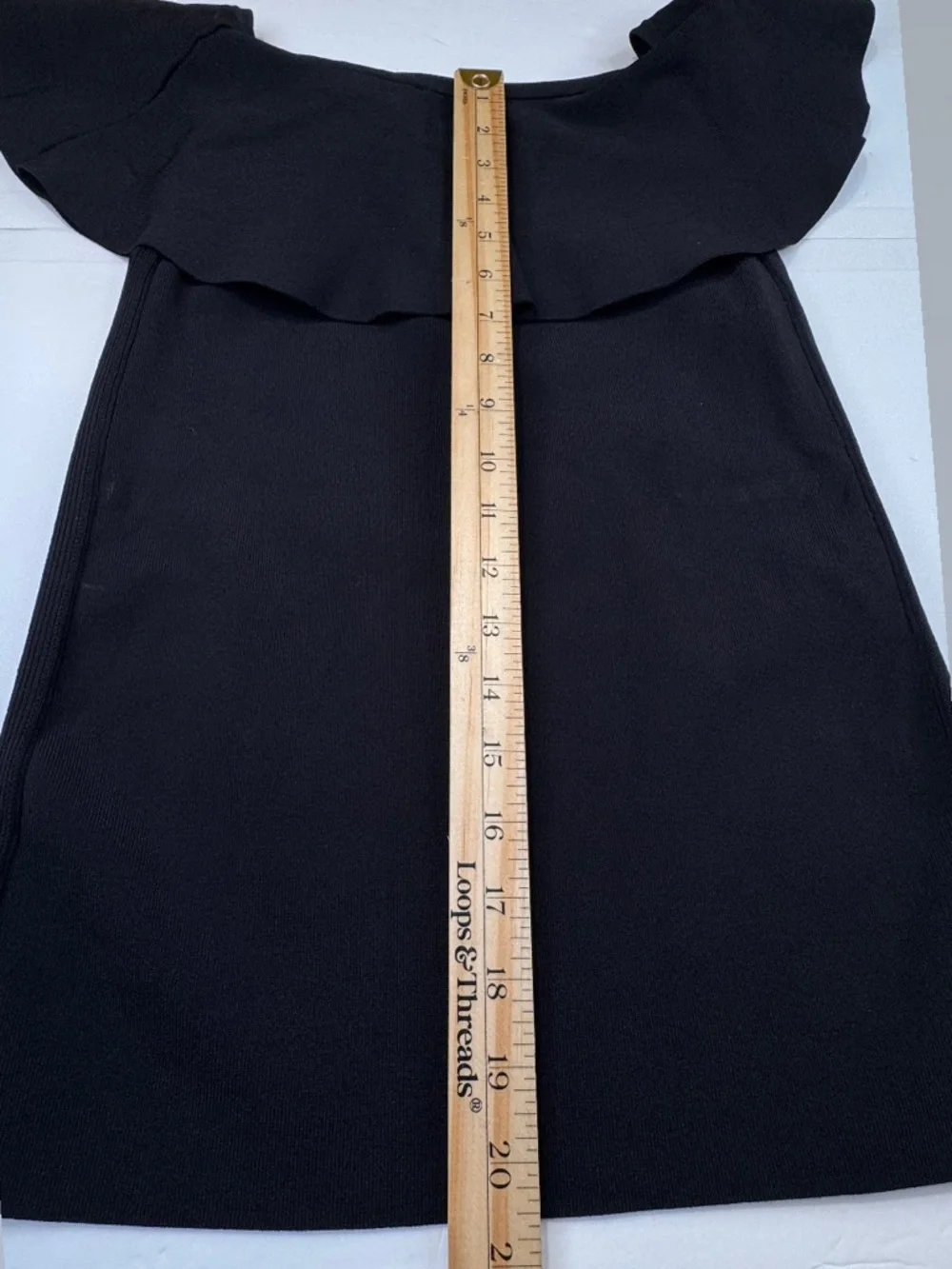 Tuckernuck Blouse Women's Medium Black Stretch Ruffle Casual Off Shoulder Top